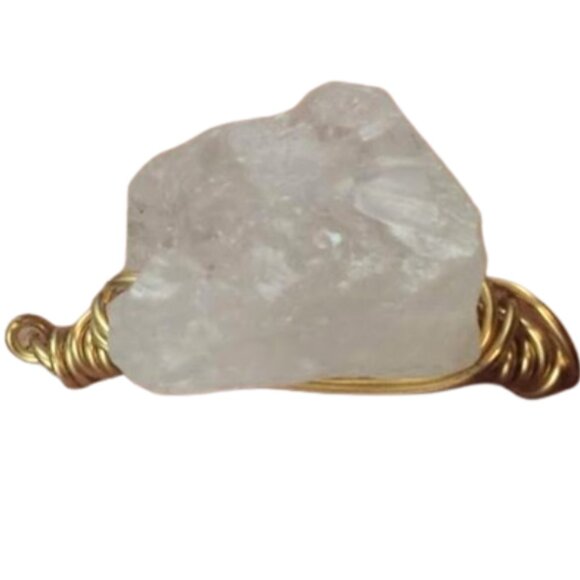 HAND CRAFTED Wire Wrapped Raw Crystal Quartz Nugget Bangle Bracelet - Picture 7 of 7